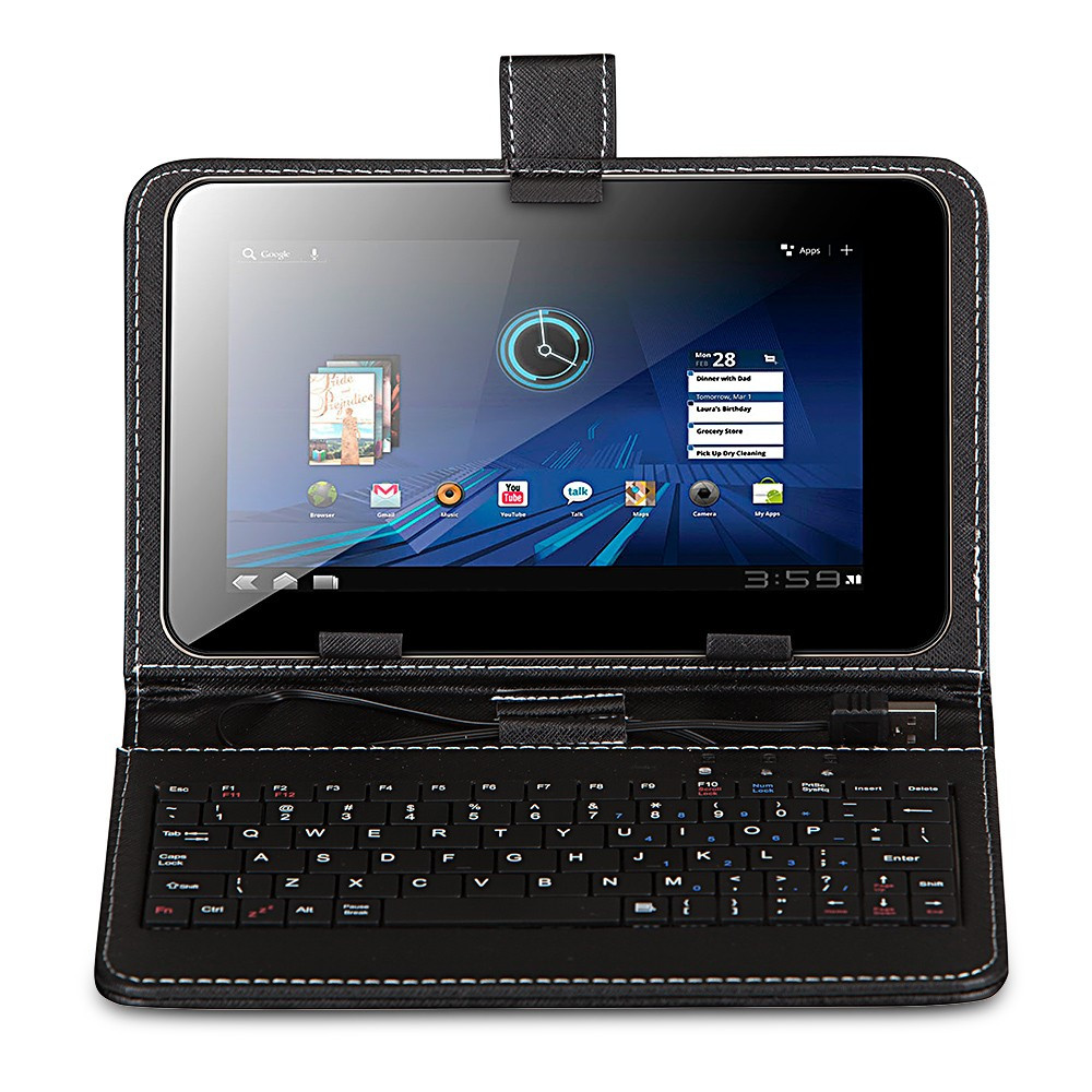 SLEVA- KEYBAN Pouzdro na tablet 8", s klávesnicí, koženkové, USB micro, černé