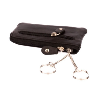Černá kožená klíčenka