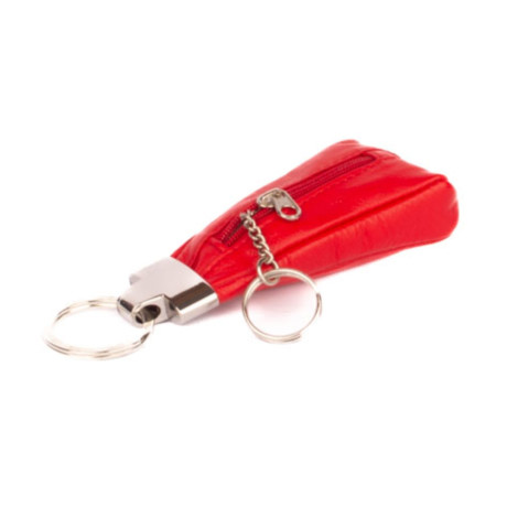Červená kožená klíčenka