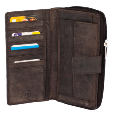 Dámská luxusní kožená hnědá peněženka