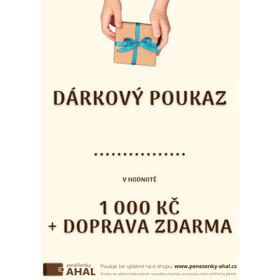 Dárkový poukaz 1 000 Kč s dopravou zdarma
