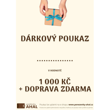 Dárkový poukaz 1 000 Kč s dopravou zdarma