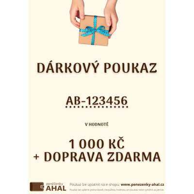 Dárkový poukaz 1 000 Kč s dopravou zdarma