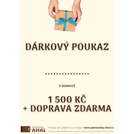 Dárkový poukaz 1 500 Kč s dopravou zdarma