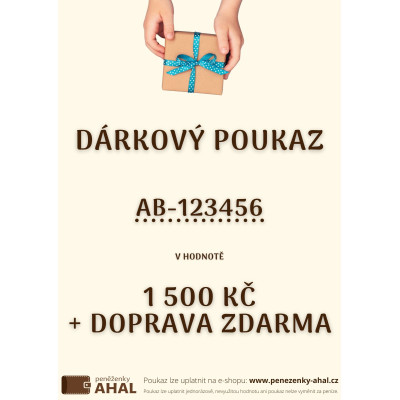 Dárkový poukaz 1 500 Kč s dopravou zdarma