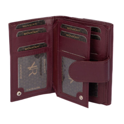 Fialová kožená dámská peněženka s přezkou