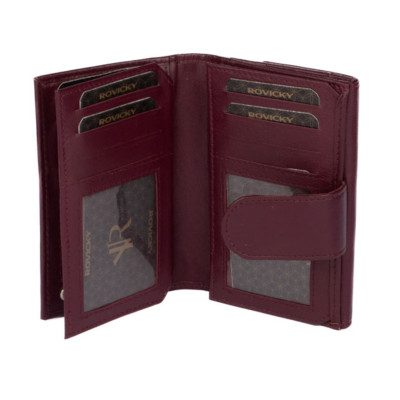 Fialová kožená dámská peněženka s přezkou