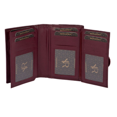 Fialová kožená dámská peněženka s přezkou