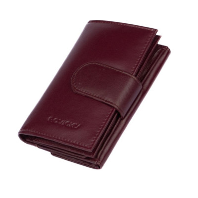 Fialová kožená dámská peněženka s přezkou