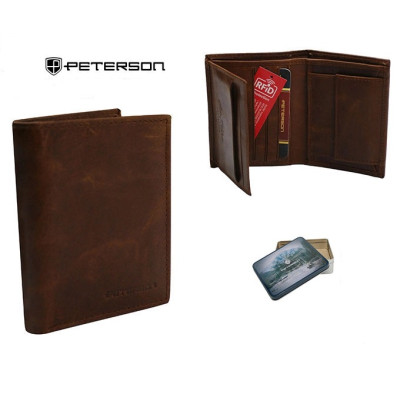 Hnědá kožená pánská peněženka