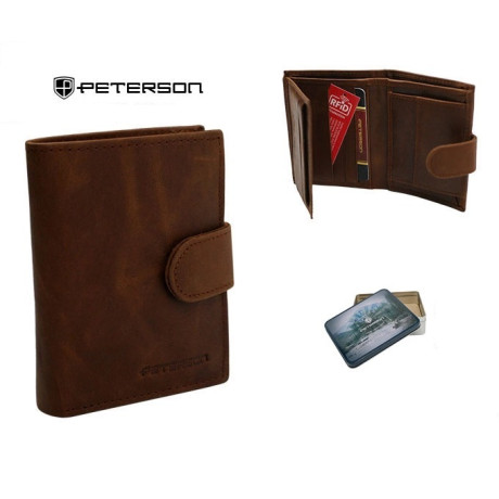 Hnědá kožená pánská peněženka s přeskou