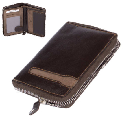 Hnědá peněženka pánská na zip