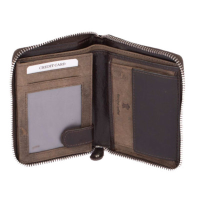 Hnědá peněženka pánská na zip