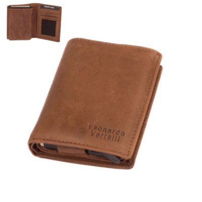 Hnědé kožené luxusní pouzdro na karty