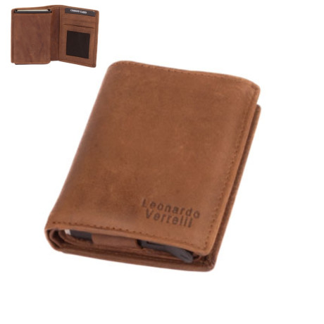 Hnědé kožené luxusní pouzdro na karty