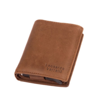 Hnědé kožené luxusní pouzdro na karty