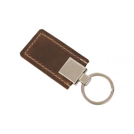 Hnědý kožený přívěsek na klíče
