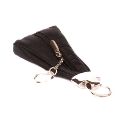 Kožená černá klíčenka