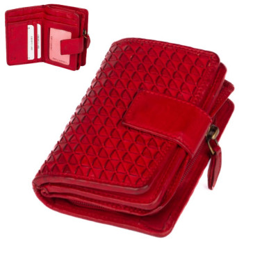 Kožená dámská červená peněženka