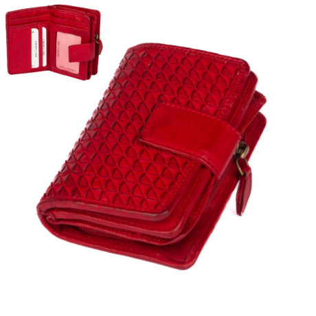 Kožená dámská červená peněženka