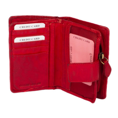 Kožená dámská červená peněženka
