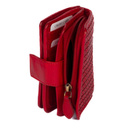 Kožená dámská červená peněženka