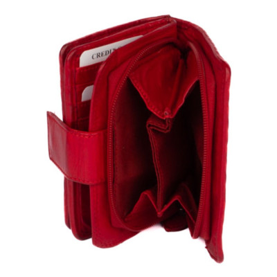 Kožená dámská červená peněženka