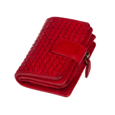 Kožená dámská červená peněženka
