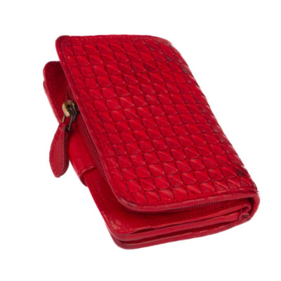 Kožená dámská červená peněženka