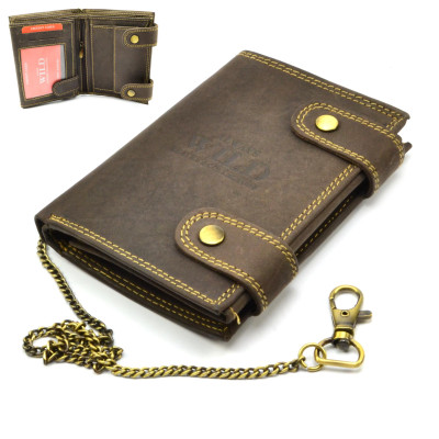 Kožená hnědá peněženka pánská s přezkou