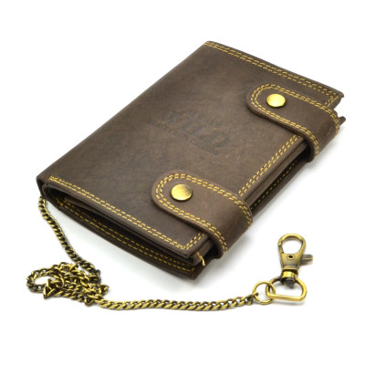 Kožená hnědá peněženka pánská s přezkou