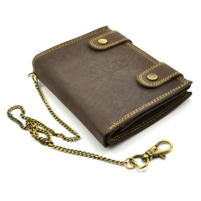 Kožená hnědá peněženka pánská s přezkou