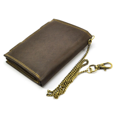 Kožená hnědá peněženka pánská s přezkou