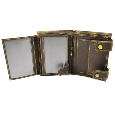 Kožená hnědá peněženka pánská s přezkou