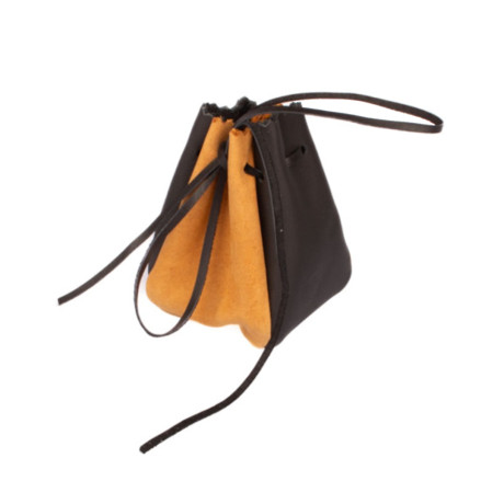 Kožený měšec světle hnědý-černý