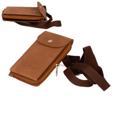 Peněženka dámská hnědá na mobil s poutkem