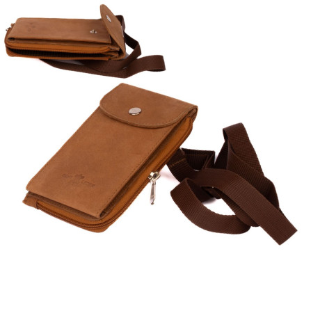 Peněženka dámská hnědá na mobil s poutkem