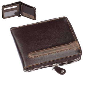 Peněženka pánská na zip tmavě hnědá