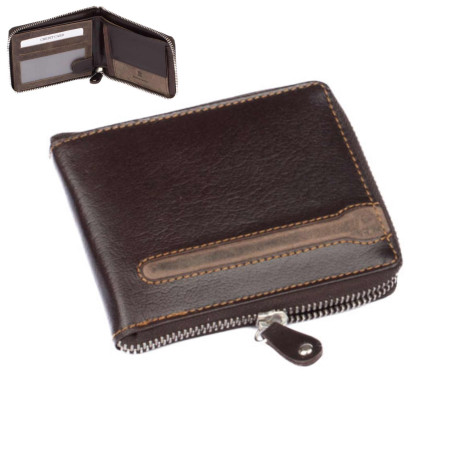 Peněženka pánská na zip tmavě hnědá