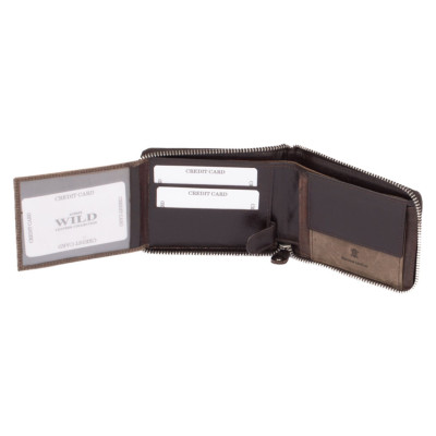 Peněženka pánská na zip tmavě hnědá