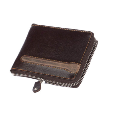 Peněženka pánská na zip tmavě hnědá