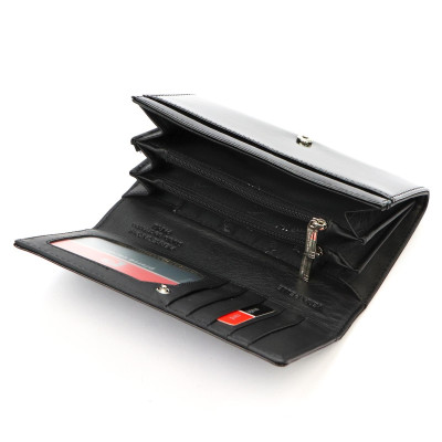 Velká černá kožená peněženka dámská