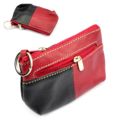 Velká klíčenka kožená černo-vínová