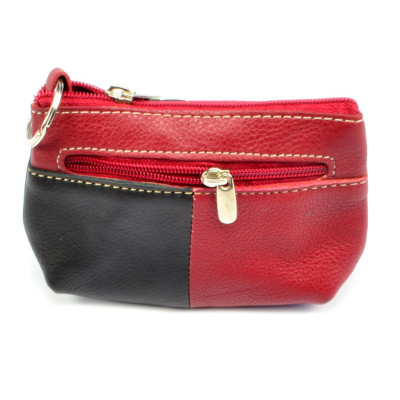 Velká klíčenka kožená černo-vínová