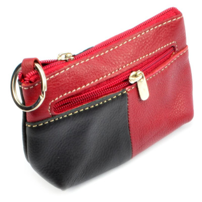 Velká klíčenka kožená černo-vínová