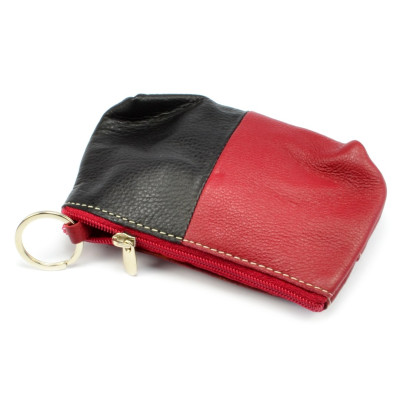 Velká klíčenka kožená černo-vínová