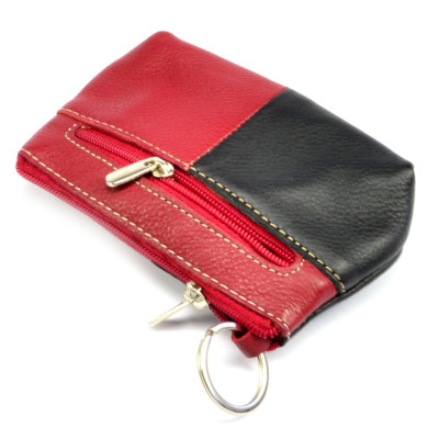 Velká klíčenka kožená černo-vínová