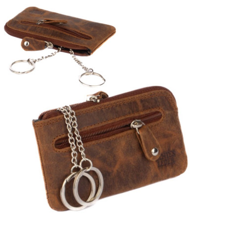 Kožená hnědá klíčenka
