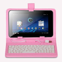 KEYBAN Pouzdro na tablet 7", s klávesnicí, koženkové, USB micro, světle růžové