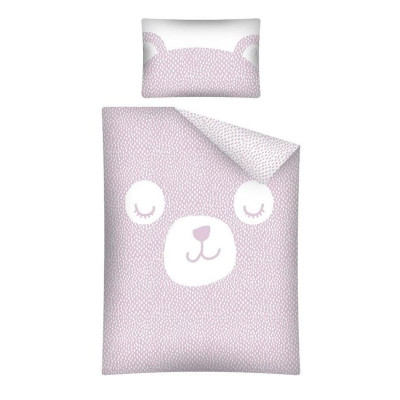 Bambusové povlečení do postýlky Medvídek růžový Bavlna, Bambus, 100x135, 40x60 cm